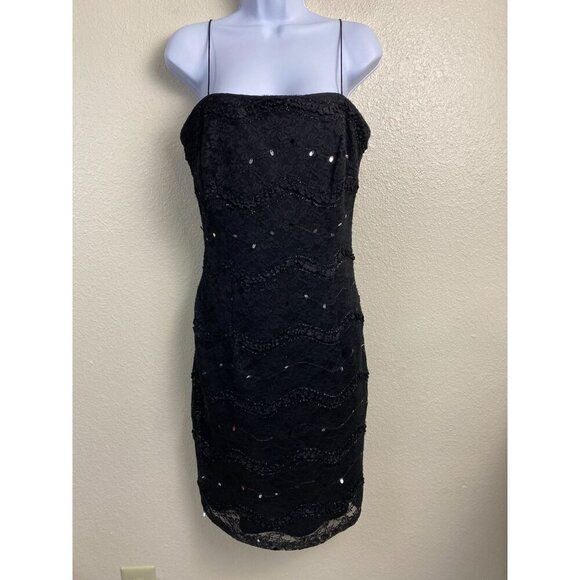 JS COLLECTIONS Black Lace Cocktail Dress 6 Petite Whimsigoth Fairy Grunge Y2K 90 - Picture 1 of 14